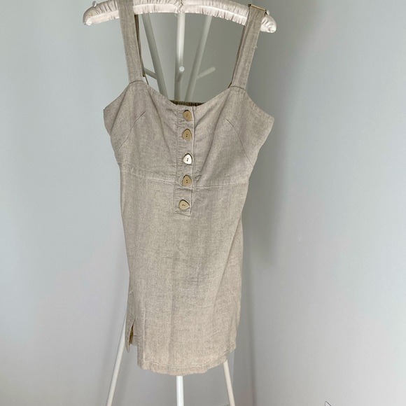 URBAN OUTFITTERS Avalon Button-front Linen Fit & Flare Dress - Picture 3 of 5